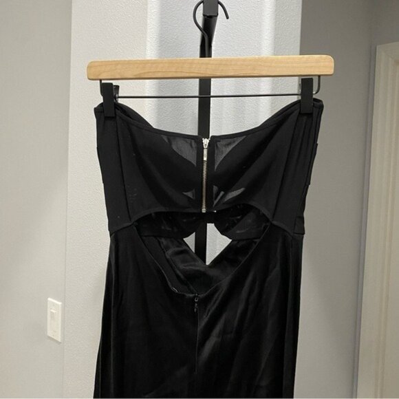 Bec & Bridge Halle Strapless Cut Out Gown Satin Black Womens Size 8 Evening - Picture 8 of 13